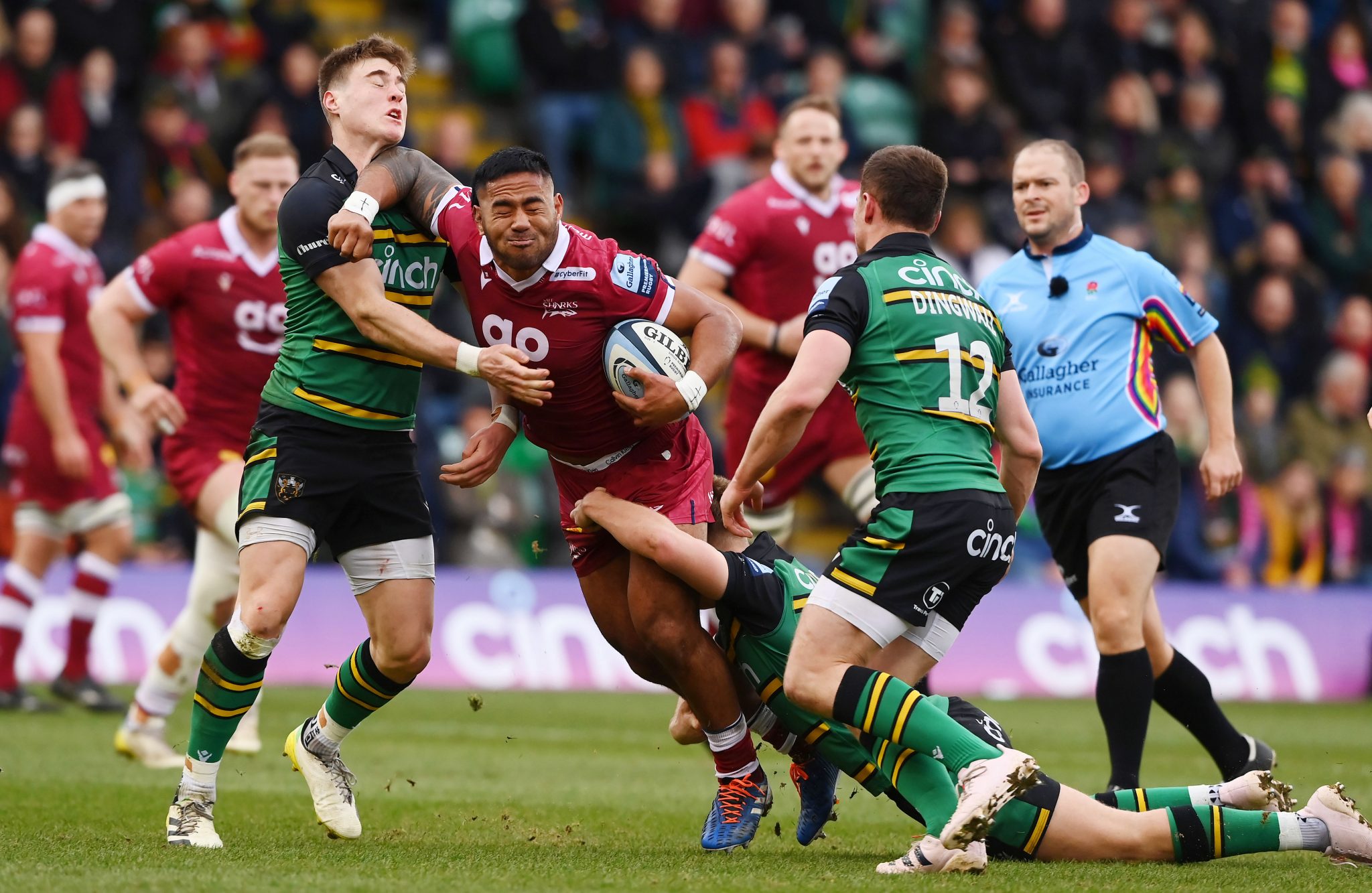 Manu Tuilagi red card after 13 minutes